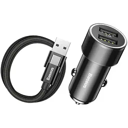 Автомобільний зарядний пристрій Baseus Small Screw + Type-C Cable 2USB 3.4A TZXLD-B01 Black