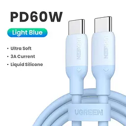 Кабель UGREEN USB-C to USB-C Silicone Fast Charging Cable Blue 60W 1m (15279) - мініатюра 2
