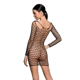 Бодістокінг-сукня з глибоким коміром Passion BS093 black довгі рукави One size - мініатюра 2