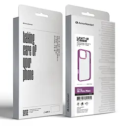 Чехол для Apple iPhone 16 Pro Max, UNIT2, фиолетовый, ударопрочный, прозрачный противоударный чехол-накладка из TPU и поликарбоната (PC), с защитными бортиками, защита всего корпуса от ударов и царапин, ArmorStandart (ARM78768) - мініатюра 2