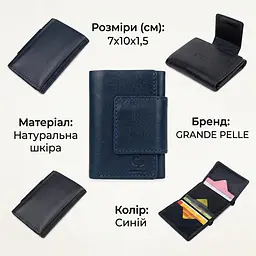 Чоловічий шкіряний портмоне Grande Pelle 11511 темно-синій - мініатюра 3