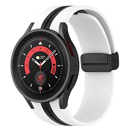 Ремінець для Samsung Galaxy Watch 4 40mm - біло-чорний ширина кріплення 20мм силікон Watchbands Cls-line-black (W36-1WB39441171) - мініатюра 2