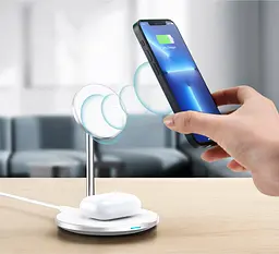 Бездротовий зарядний пристрій Choetech T581-F Magnetic 2 в 1 Wireless Charging White [101518] - мініатюра 4