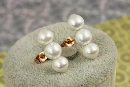 Сережки гвоздики Xuping Jewelry три перлини 2.2 см золотисті
