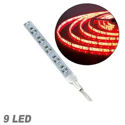 Стрічка діодна алюміній 12V - 12,5 см - 2А 9LED - в силіконі ефект суцільної стрічки Червоне світло (4014)
