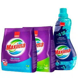 Набір Sano Пральний порошок Bio, Суперконцентрований ополіскувач Maxima Blue Blossom, Пральний порошок Advance (295343, 991426, 935314)