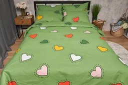 Комплект постільної білизни Moon&Star Бязь Gold Люкс Rainbow Hearts сімейний 143х210х2 наволочки 2х70х70 - мініатюра 4