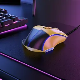 Ігровий дротяний мишка HOCO GM31 Overlord luminous gaming 1200-3600DPI USB 1.4M для ПК/ноутбука з підсвіткою Чорний-Жовтий - мініатюра 3