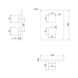 Змішувач для ванни і душа прихованого монтажу Omnires Parma black mat (PM7436BL) - мініатюра 2