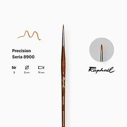 Пензель синтетика кругла Raphael Precision, №2, для акрилу та олії, довга ручка - мініатюра 2