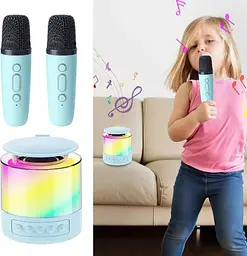 Портативна акустична колонка K19 з Bluetooth та LED-підсвічуванням для караоке бірюзовий - мініатюра 2