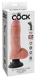 Вібратор King Cock Vibrating Cock With Balls 20.3 см (тілесний) - мініатюра 6