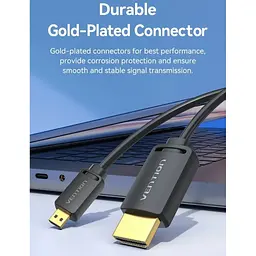 Кабель мультимедійний HDMI M to HDMI micro M 1.0m 4K60Hz black Vention (AGIBF) - мініатюра 2