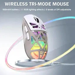 Комп'ютерна мишка Onikuma бездротова ігрова з RGB підсвіткою Bluetooth + 2.4GHz акумуляторна USB адаптер для ПК ноутбука - мініатюра 6
