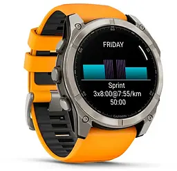 Смарт-годинник Garmin Fenix 8 51mm AMOLED Sapphire Titanium w. Spark Orange/Graphite Silicone Band (010-02905-10/11) - мініатюра 2