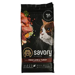 Сухий корм для котів з чутливим травленням Savory Adult Cat Sensitive Digestion Fresh Lamb & Turkey зі свіжим м’ясом ягняти та індички 2 кг - мініатюра 2
