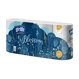 Туалетний папір Grite Blossom 3 шари 8 рулонів (4770023348675/4770023346749) - мініатюра 1