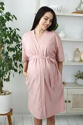 Бавовняний трикотажний халат - кімоно для вагітних та годуючих мам Violet M (46) Юла Мама Пудра - мініатюра 6