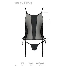 Сітчастий корсет з екошкіри Passion Passion Malwia CorSet L/XL - мініатюра 7