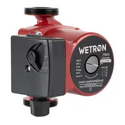 Насос циркуляційний 75Вт Hmax 4м Qmax 45л/хв Ø1½" 130мм бордо + гайки Ø1" WETRON (774213) - мініатюра 7