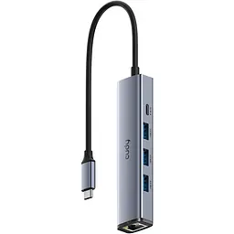 Хаб Cudy USB 3.0 Type-C to 3xUSB-A, 1xUSB-C, Gigabit Ethernet