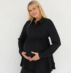Блузка для вагітних та годуючих з шнурівкою Venice Lullababe розмір 4XL (54) Чорний
