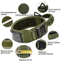 Нашийник для собак Harness Tactical, широкий нейлоновий з металевою пряжкою-фастекс XL, Зелений - мініатюра 2