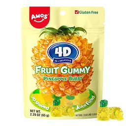 Желейні цукерки Amos 4D Fruit Gummy Pineapple Burst 65г
