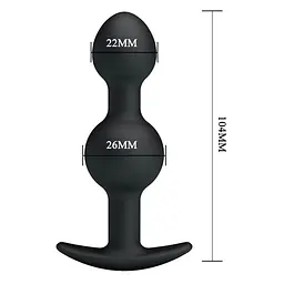 Анальна пробка зі зміщеннями центрів ваги Pretty Love silicone Anal balls Black, 10,4х2.2-2.6 см, чорний - мініатюра 3