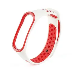 Силіконовий ремінець для фітнес-браслета XiaomiXiaomi Band 3 4 White-Red Sport біло-червоний, спортивний