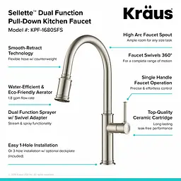 Змішувач для кухні Kraus Sellette KPF-1680SFS, Нержавіюча сталь - мініатюра 8