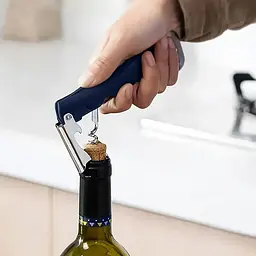 Універсальна відкривачка консервний ніж зі штопором металевий 3 в 1, Kitchen Master Синій 87725 - мініатюра 5