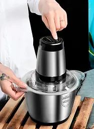 Блендер подрібнювач кухонний 250 W чаша нержавіюча сталь на 2 л подвійне лезо чоппер електричний блендер для кухні - мініатюра 8