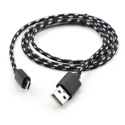 Дата кабель USB 2.0 AM to Micro 5P 2color nylon 1m black Vinga (VCPDCMBN31BK) - мініатюра 3