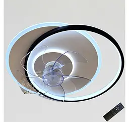 Стельова LED-люстра-вентилятор Artlight WG5088B BK+WH, біла з чорною окантовкою, 51 Вт, від 10-18 м² - мініатюра 3