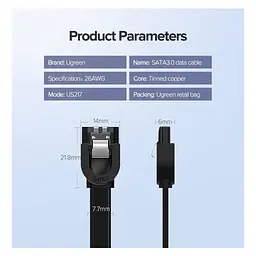 Кабель для передачі даних SATA 3 Data Cable 0.5m US217 Black Ugreen (30796) - мініатюра 10
