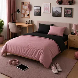 Дитяча постільна білизна MIRSON TEENAGER фланель Black/Pink 150х220см (2200012801727)