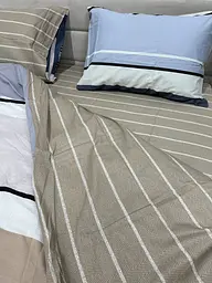 Комплект постільної білизни Ecotton двоспальний 180х215 см кремово-синій (21212А/В) (23689) - мініатюра 4