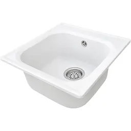 Мийка кухонна Valetti 1N гранітна, біла  430х445 мм  - мініатюра 2