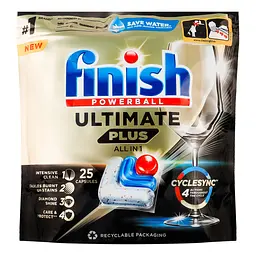 Капсули для посудомийних машин Finish Ultimate Plus All in 1 25 шт. - мініатюра 2