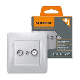 ТВ розетка Videx BINERA TV + SAT кінцева срібний шовк (VF-BNSK2TVSATE-SS) - мініатюра 4