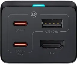 МЗП Baseus GaN5 Pro Desktop Fast Charger 1USB+2Type-C+HDXiaomi 67W with 1.5m Power Cord CCGP110201 Black - мініатюра 2