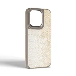 Кожаный чехол для Apple iPhone 15 Pro, Harder Snake Pattern, бежевый, термополиуретан ТПУ + экокожа с текстурой змеиной кожи, панель, защита корпуса, противоударный, микрофибра, рамка вокруг камеры, защита всего корпуса, (ARM76795) - мініатюра 2