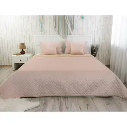 Покривало Руно двостороннє декоративне Velour Apricot ромб 180х220 см персикове