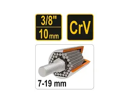 Головка торцева універсальна Vorel квадрат 3/8" M 7-19 L= 53 мм CrV (53002) - мініатюра 3