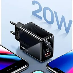 Мережевий зарядний пристрій Usams T40 US-CC133 20W Black (CC133TC01) [160712] - мініатюра 9