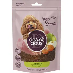 Ласощі для собак Delickcious з індичкою, морквою і яблуком 80 г (4820269147331)