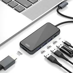 Розгалужувач конвертер хаб XO Hub002 Usb-C Multifunction Adapter 5 in 1 HDMI + Usb x 3 + PD - мініатюра 3
