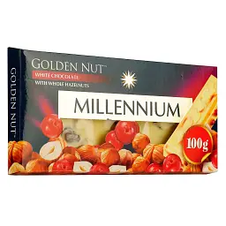 Шоколад Millennium Gold білий з цілісним горіхом та журавлиною 100 г - мініатюра 2