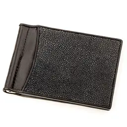 Затискач для грошей з натуральної шкіри морського ската чорний STINGRAY LEATHER 18293